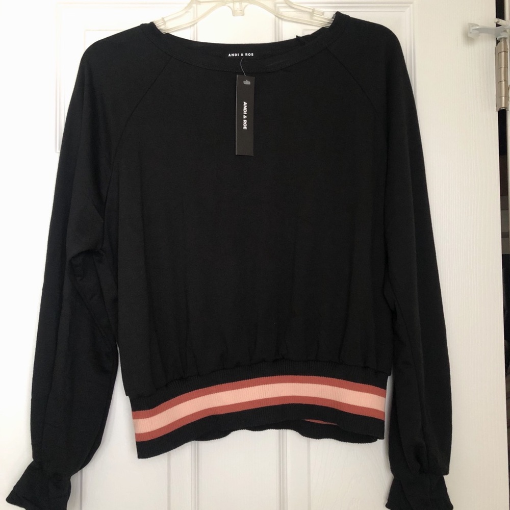 Andi & Roe Black Cropped Long Sleeve